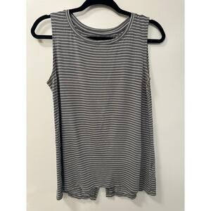 Old Navy Gray and White Striped Sleeveless Tank Open Vent Back Small